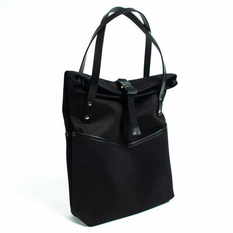 Bosun's Tote - Black roll top tote bag view 2