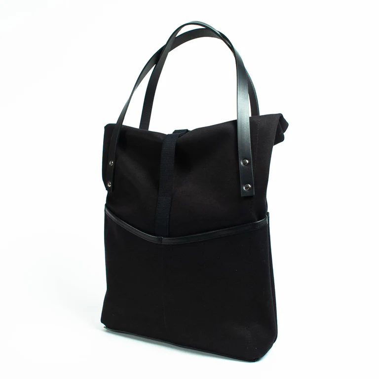 Bosun's Tote - Black roll top tote bag view 4