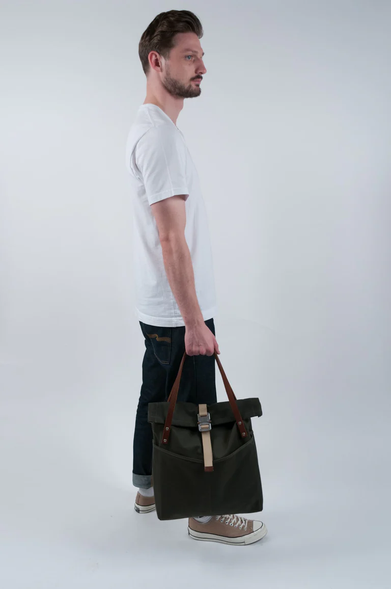 Bosun's Tote - Black roll top tote bag view 5