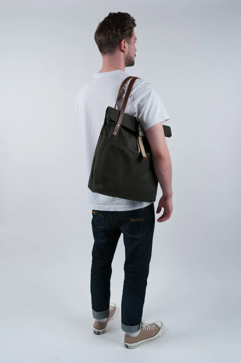 Bosun's Tote - Black roll top tote bag view 6