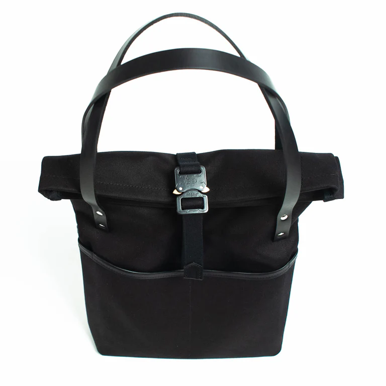 Bosun's Tote - Black roll top tote bag view 7