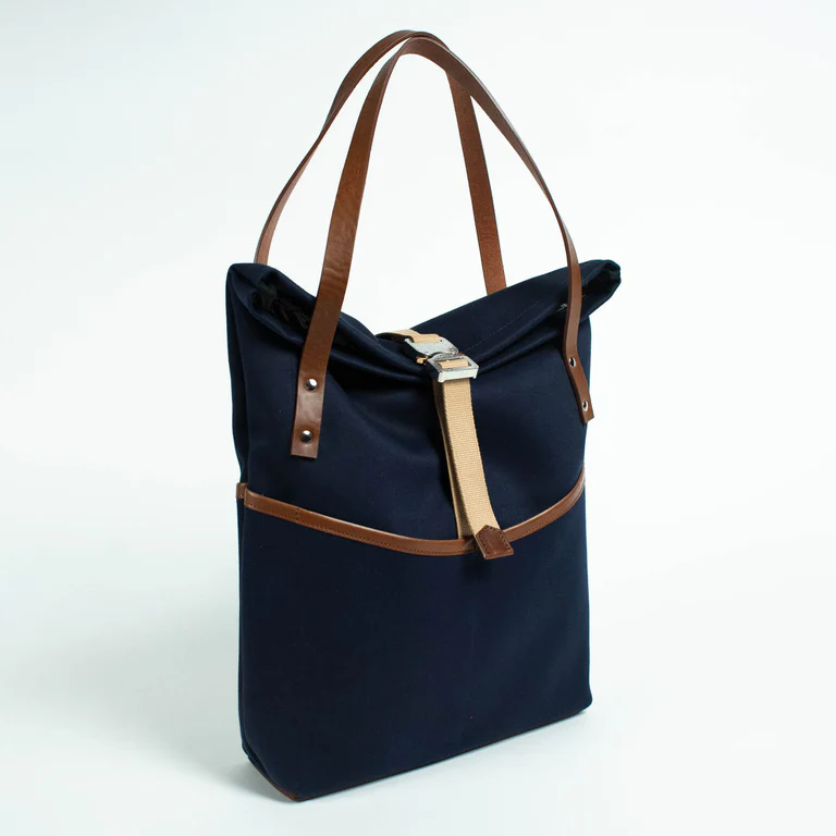 Bosun's Tote - Navy roll top tote bag view 2