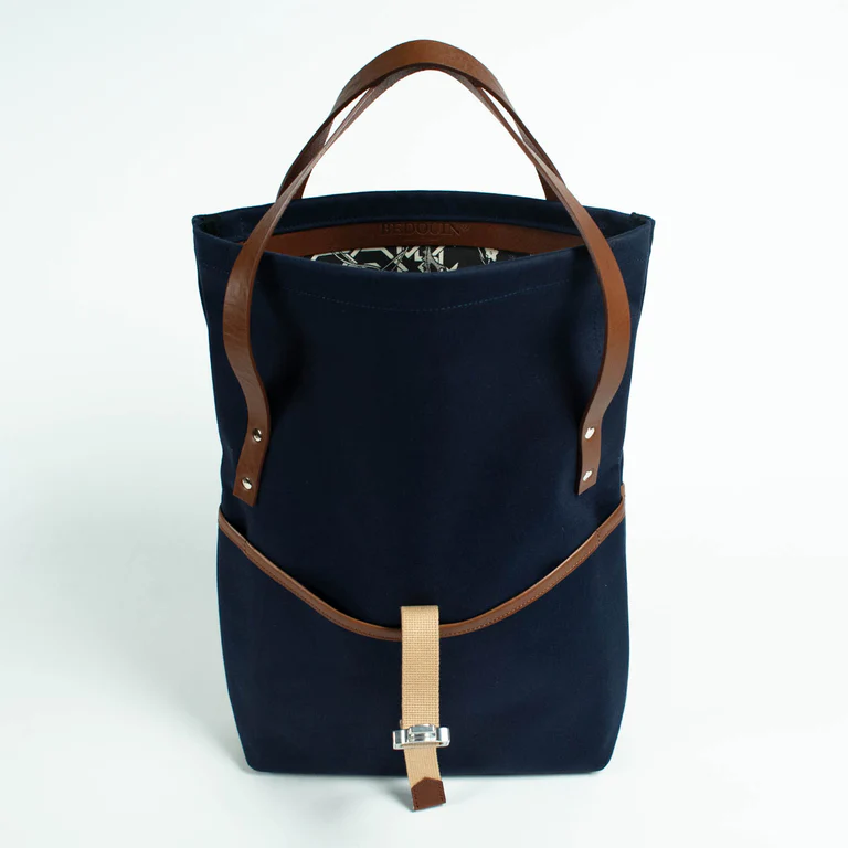 Bosun's Tote - Navy roll top tote bag view 3