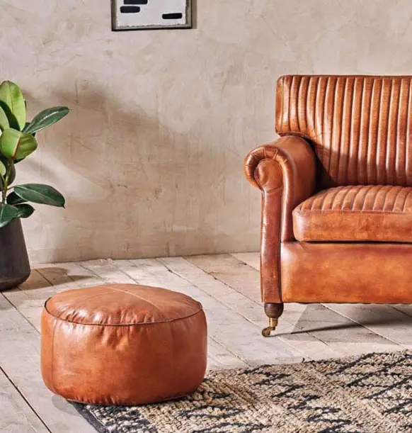 Nadu Leather Pouf view 2