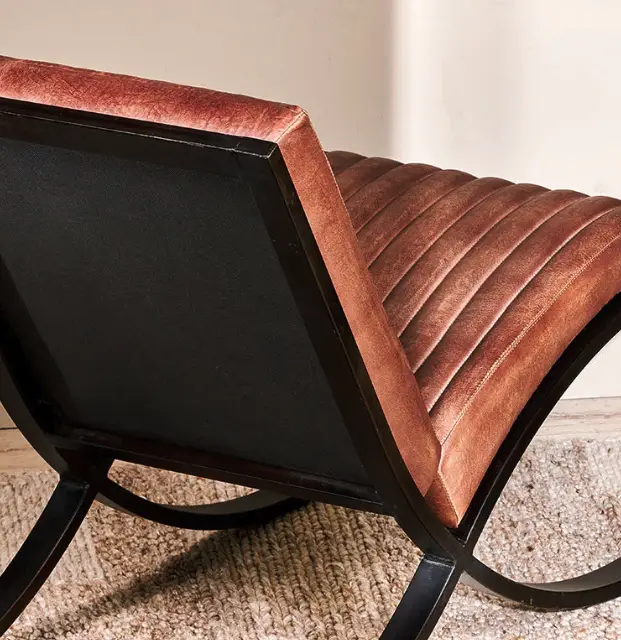 Narwana Ribbed Leather Lounger - Aged Tan view 3