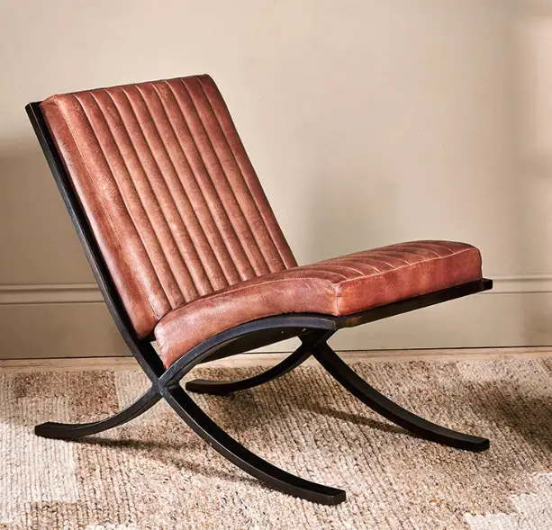 Narwana Ribbed Leather Lounger - Aged Tan