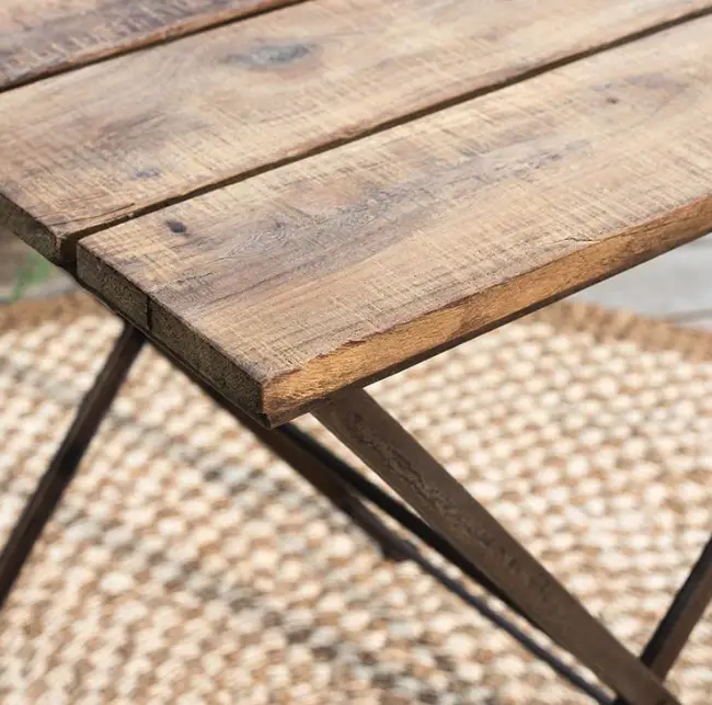 Rishikesh Reclaimed Wood & Iron Folding Table view 3