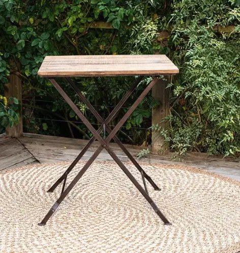Rishikesh Reclaimed Wood & Iron Folding Table